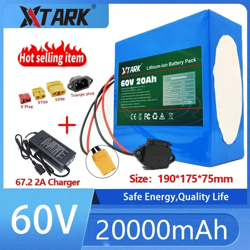 

60V 35Ah 21700 Lithium Battery pack 16S4P 1000-2500W High power 67.2v Electric bicycle Scooter Motorcycle ebike cells+3A Charger