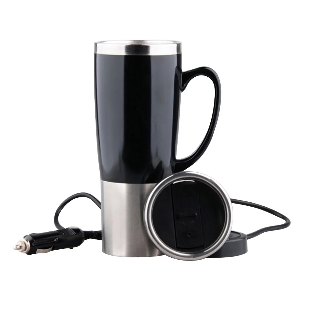 12V 스테인레스 스틸 자동차 전기 주전자 401-500ml 자동 물 가열기 빠른 가열 휴대용 여행용 선물 자동차 주전자