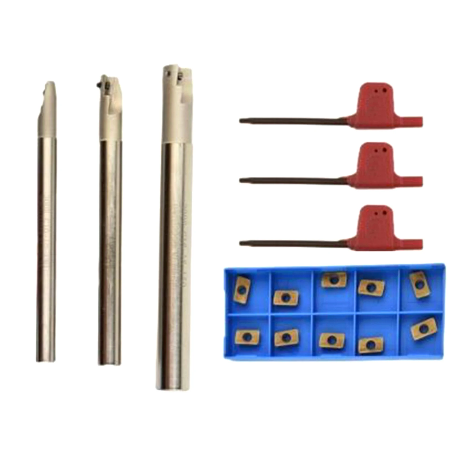 

Brand New Indexable Insert 16Pcs/Set 3pcs APMT1135 BAP300R C10-10-120-1T Carbide End Mill Holder Indexable Kit