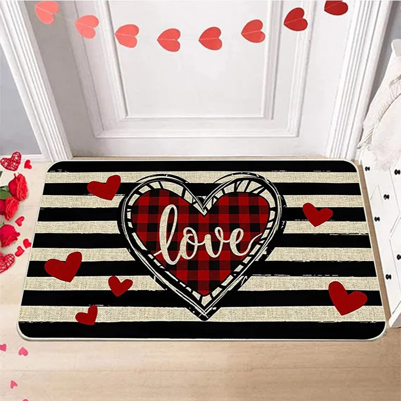 

Valentine's Day Floor Mat Household Doormat Love Decoration Home Bedside Hallway Carpet Non Slip Entrance Doormat