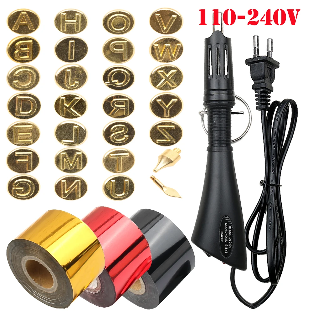 Leather Tools Hot Stamping Foil or Hot Applicator Tool Kit EU Plug Heat Transfer on Leather Crafts DIY Stamping Paper craft foil hot stamping applicator kit leather craft stamps