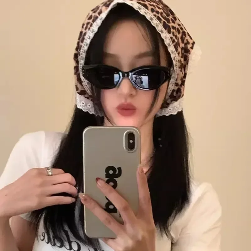 2025 Spring Leopard Print Square Scarf Women Satin Bandana Thin Edge Scarves HeadBand Fashion Lady Hairband Wrap Neckerchief