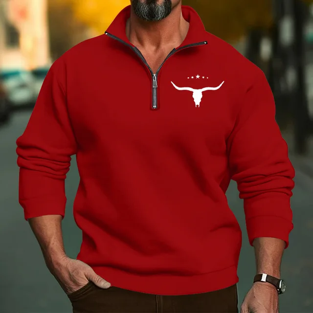 Half-Zipper Stand-up Collar Men's Fleece Hoodie - Image 6