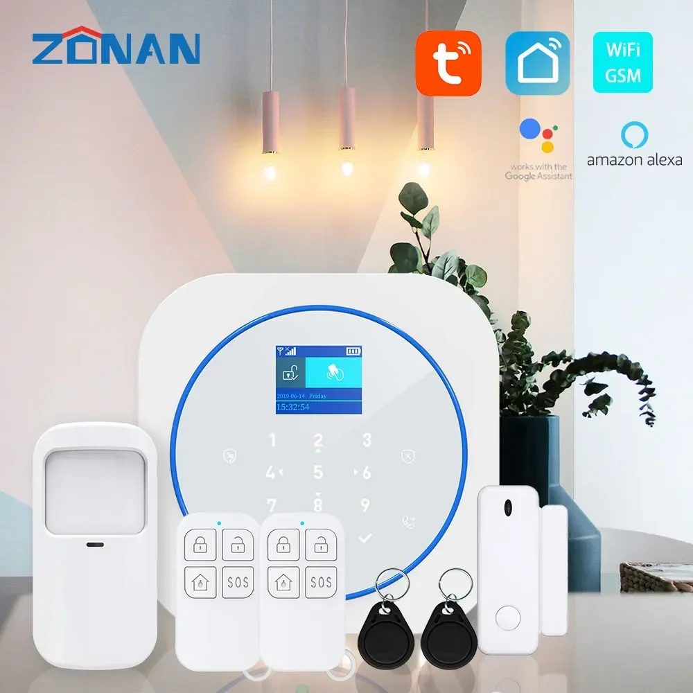 Wireless Alarm Security System Security Alarm ZONAN G12 Tuya Wifi Gsm Wireless Alarm System Security Protection App Control SmartHome Safety Alarm Kit Work With Alexa Google