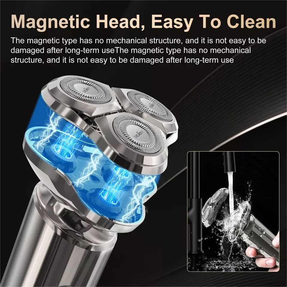SEJOY Anti-Pinch Electric Shaver Beard Trimmer 3D Rotary Razor Electric Razor for Men Waterproof 5