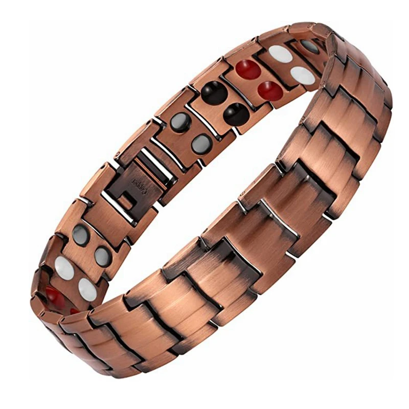 Anklets for Men Arthritis Copper Color Bangle Health Energy Titanium Germanium Double Row Magnetic Healthcare Jewelry Anklets