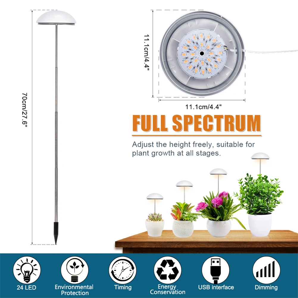 LED Grow Light with Auto On/Off Timer for Plants and Greenhouse
