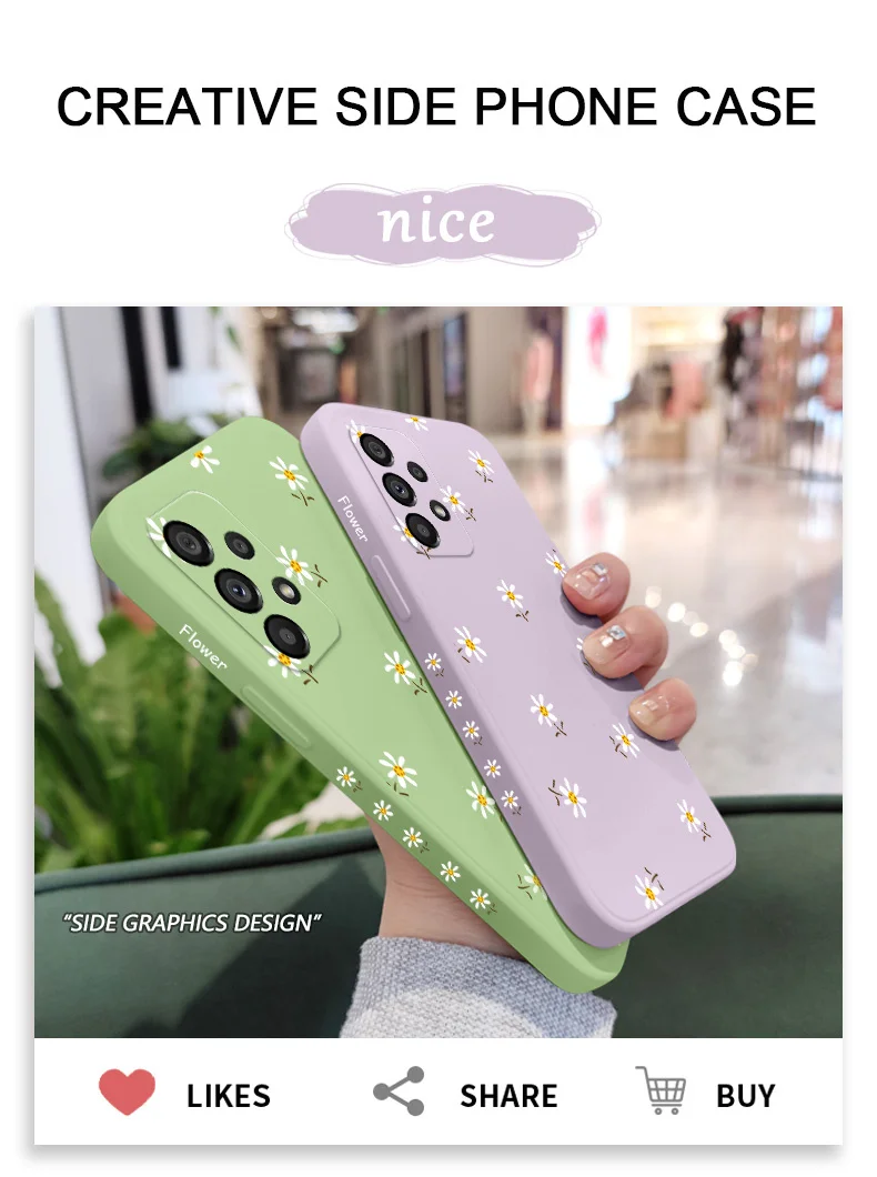 Daisies Tatters Hülle für Samsung Galaxy A73 A53 A33 A23 A13 A03 A72 A52 A52S A32 A22 A12 A02 A02S A71 A51 A31 A21S 4G 5G Abdeckung – Detail 1