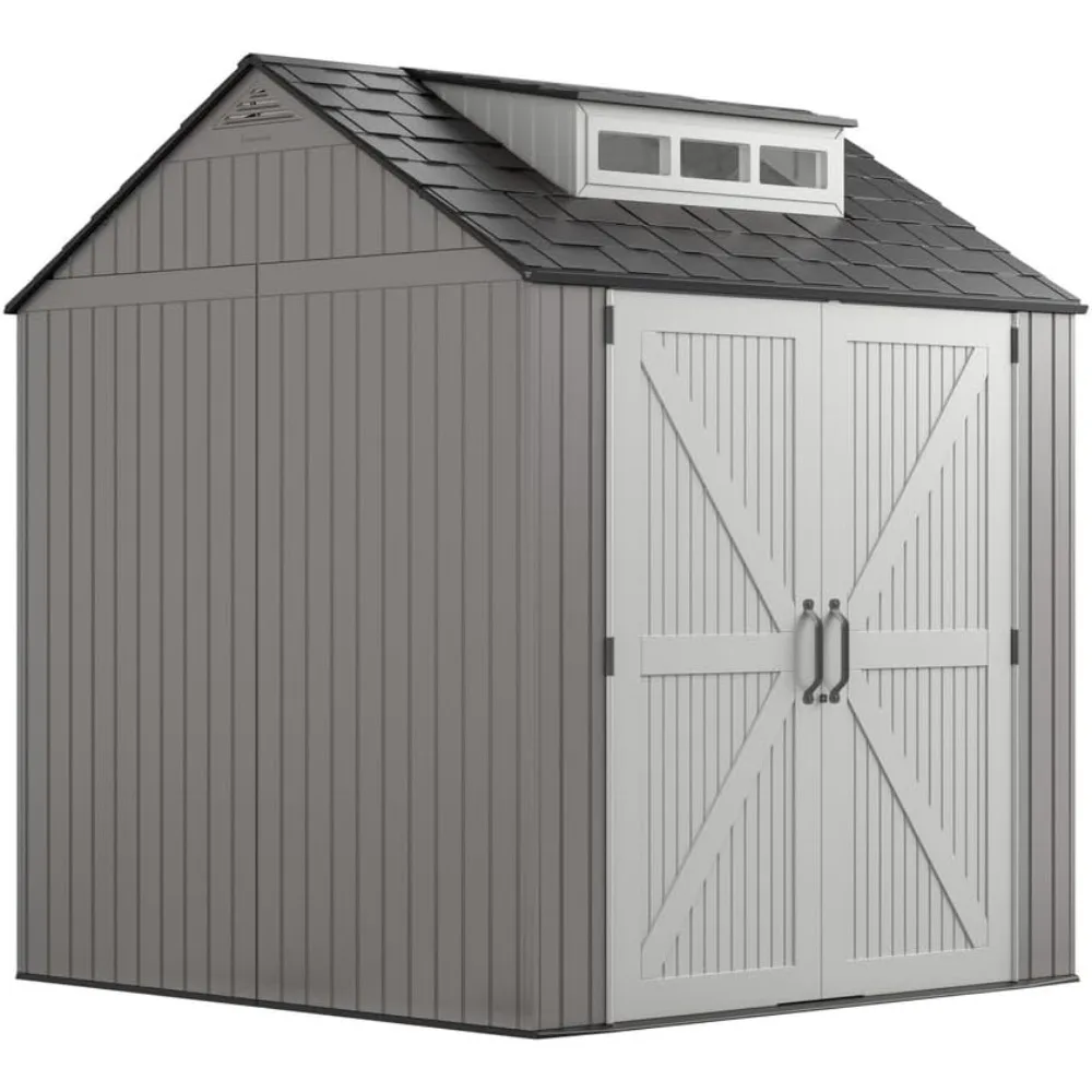 Outdoor Storage Shed With Floor (7 x 7 Ft) Weather Resistant Organization for Home/Backyard/Garden Tools/Lawn Mower
