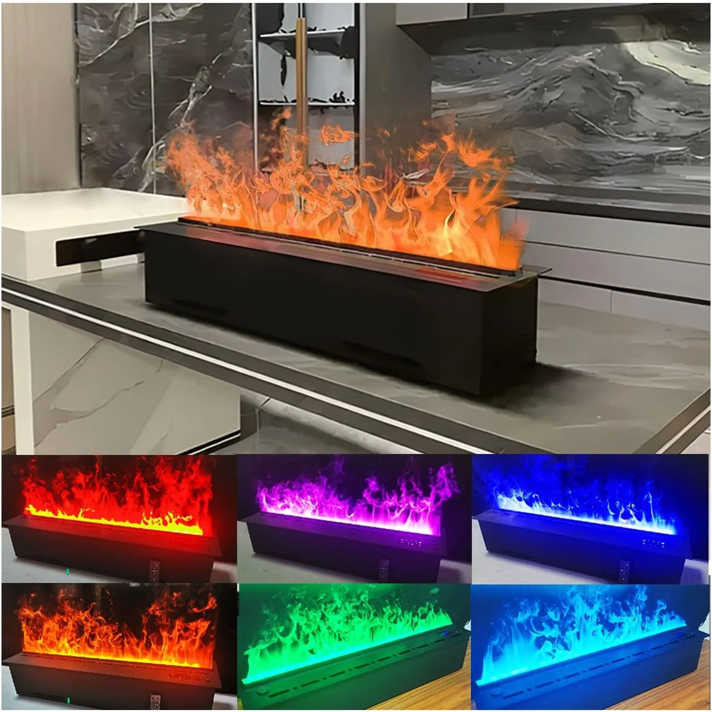 Atomized fireplace 3D simulated flame decoration fireplace humidifier remote control APP home indoor water steam