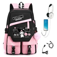 MINISO Kuromi Melody Joint Peripheral Backpack Female Cute Elementary School Students Junior High School Bag Mochila 4