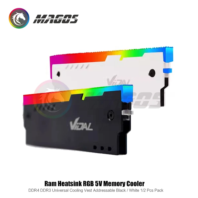 Universal Ram Shell Radiator Rgb Ddr4 Ddr3 Dissipador Universal Memory Vest Argb 5v Aura Endereçável Preto Branco pc Pack - Imagem 2