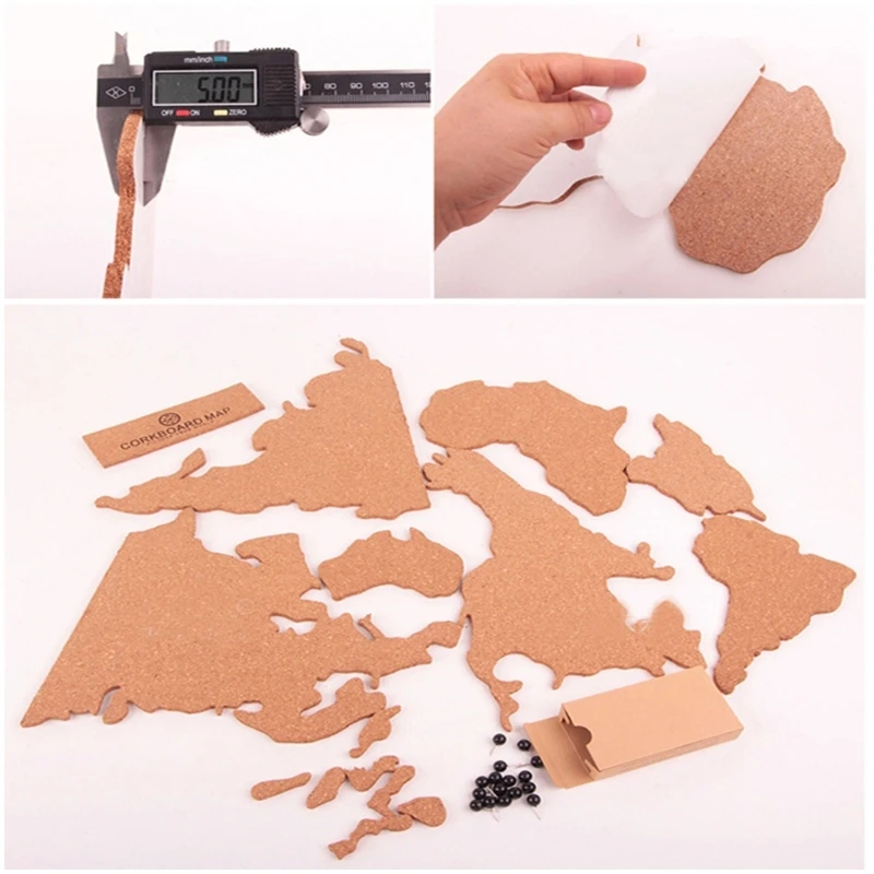 1 Set Adhesive Cork Board World Map Pin Board Map Cork Board