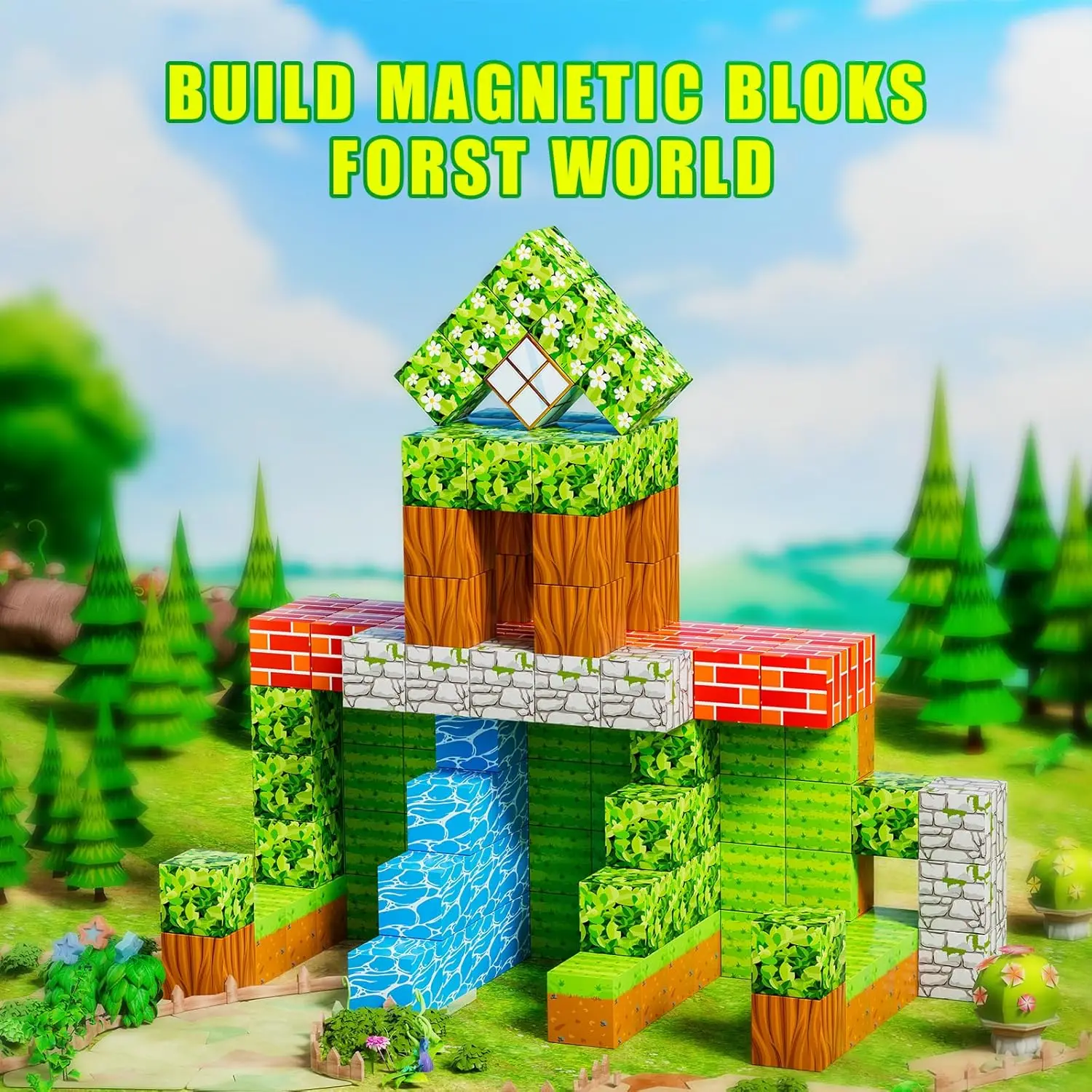 Magnetic Blocks Game Build Mine Magnet World Toys For Boys Girls STEM Montessori Sensory Cubes Game Toys Gift 100PCS Magnetic Building Blocks Magnetic Assembly Toy