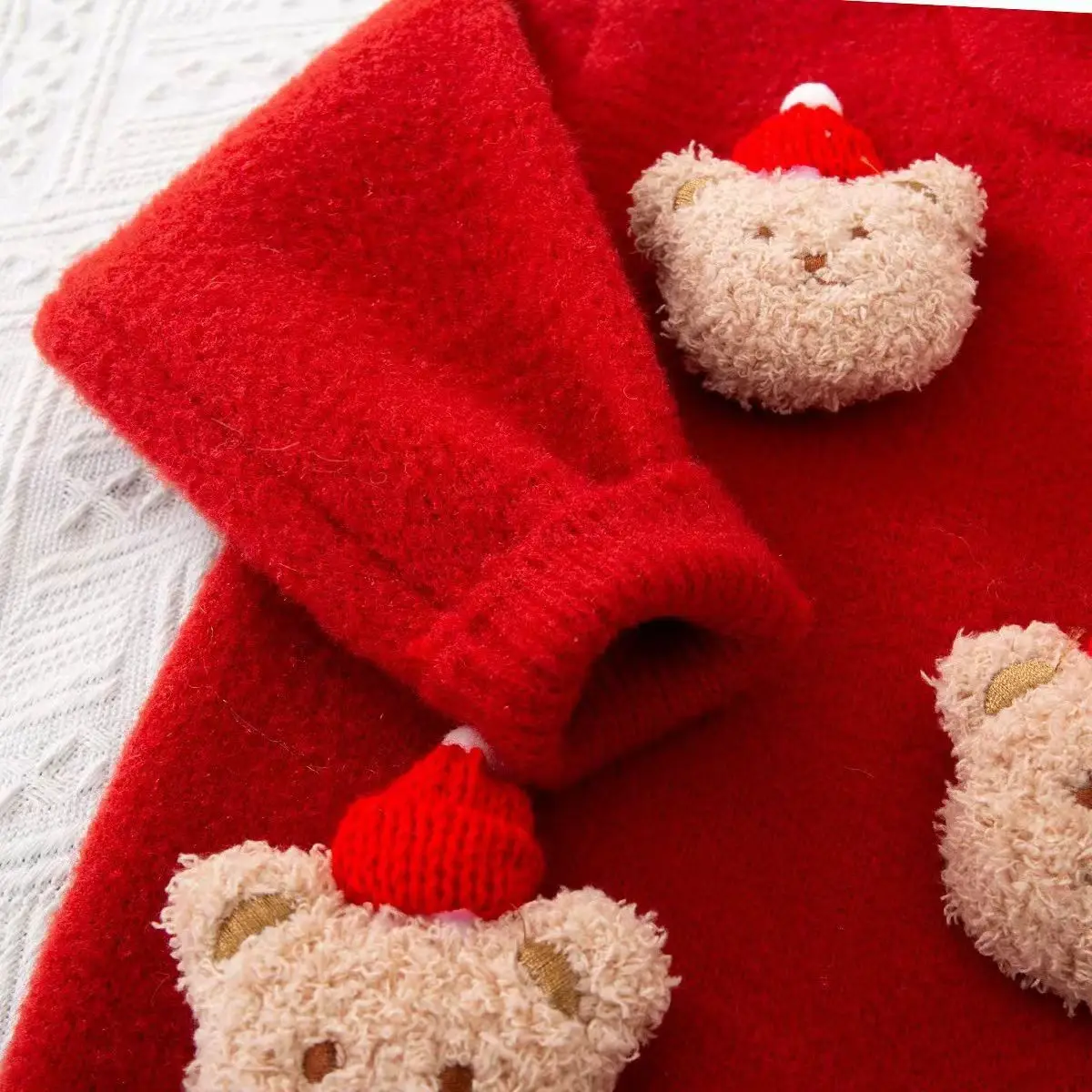 Herbst Baby Kleidung Mädchen Pullover Verdickt Winter Neue Stil Weihnachten Kinder Rot Gestrickte Neue Jahr Bär Top Weihnachten Kostüme – Detail 8