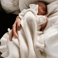 Knitted Baby Swaddle Blanket for New Born Babies Accessories Ruffle Stroller Blanket Bedding items Infant Nap Bed Cover 2
