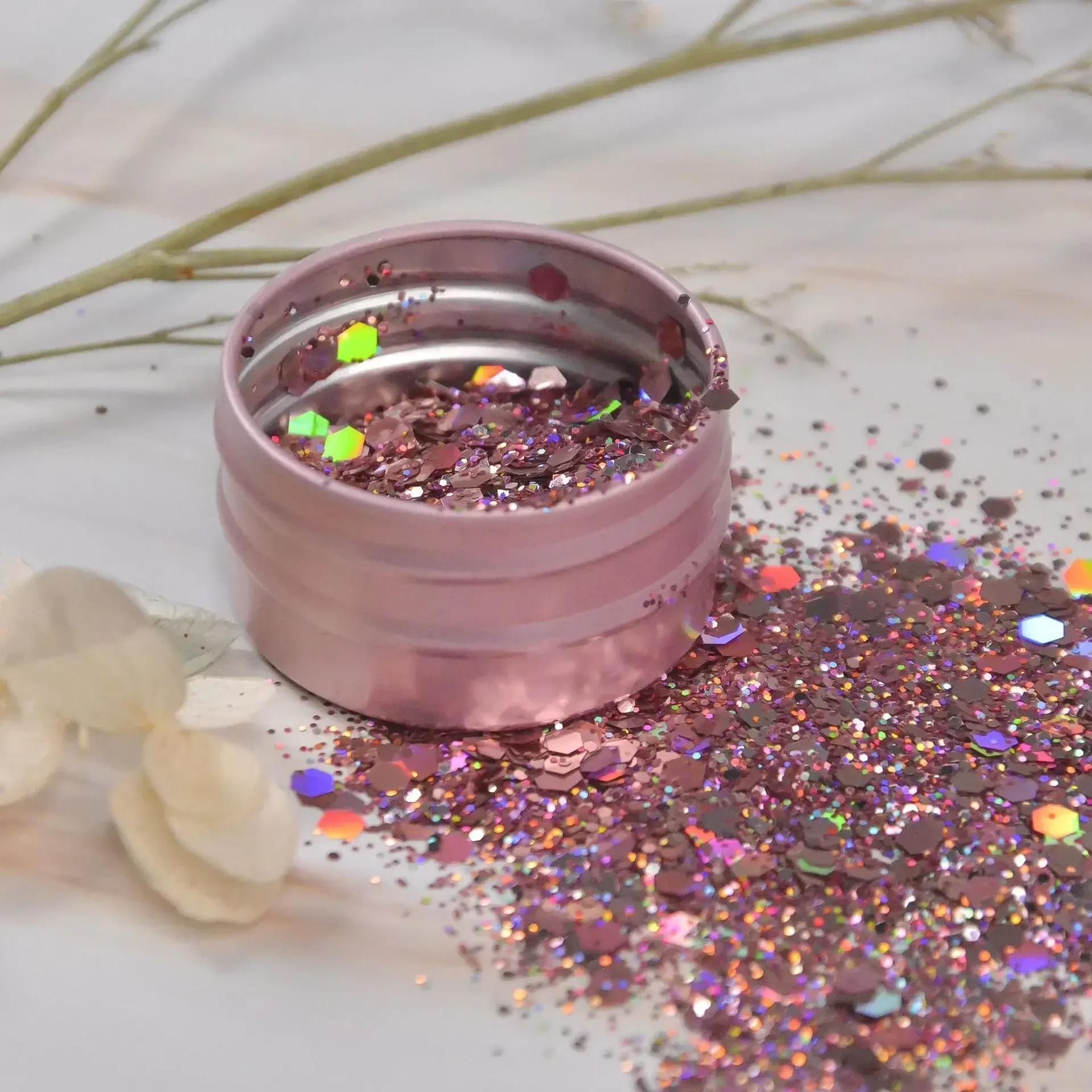 Iridescent Silver Nail Glitter Sequins