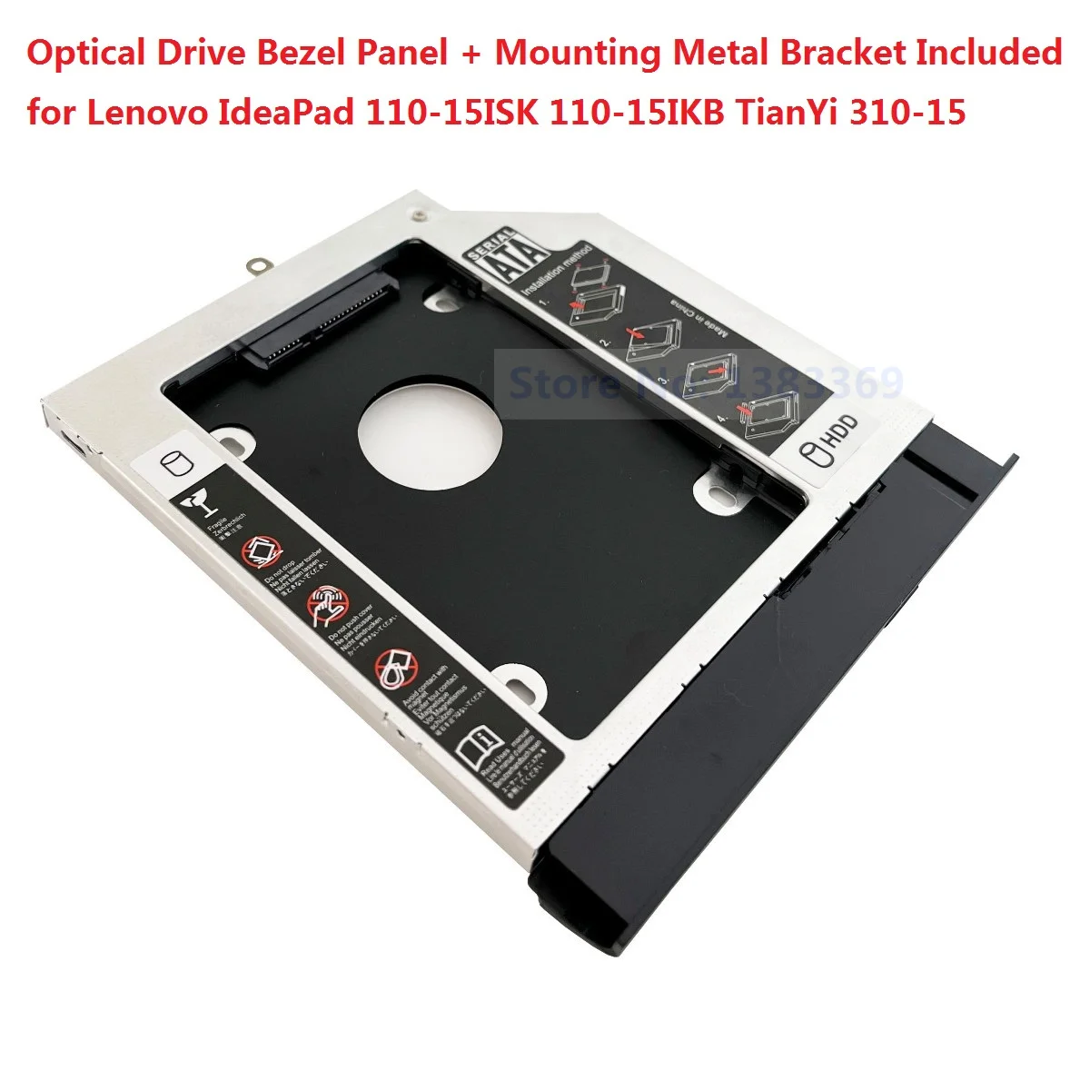 SATA 2nd Hard Drive SSD HDD Module Caddy Adapter for Lenovo IdeaPad 110-15ISK 110-15IKB TianYi 310-15 With Bezel and Bracket