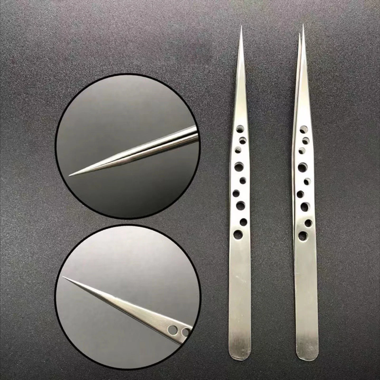 Heavy Duty Stainless Steel Precision Tweezers Perfect Alignment / Grip High Precision Makeup Cosmetic Tool