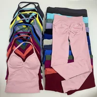 Without Logos 2 Pieces Set Yoga Leggings Set Women Backless Tank Tops Scrunch Gym Fitness Clothes Outfit Workout Yoga Set