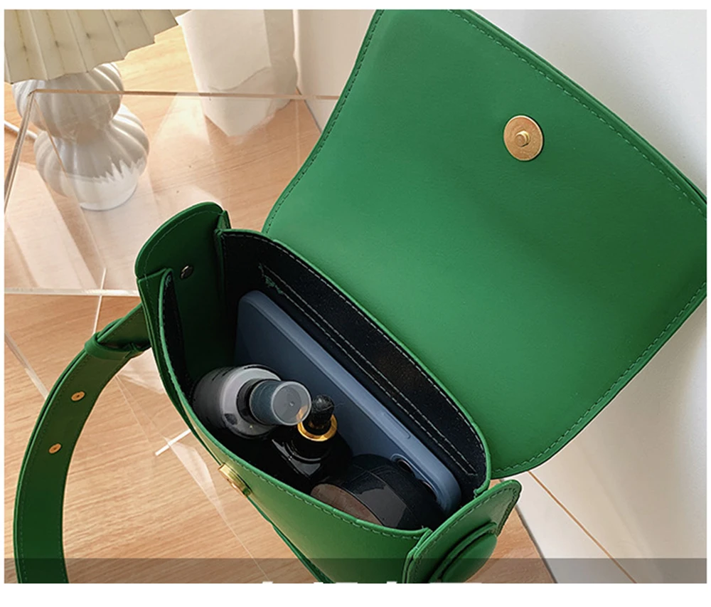 Fashion Trend Crossbody Bags for Women 2022 Green Solid Flap Shoulder