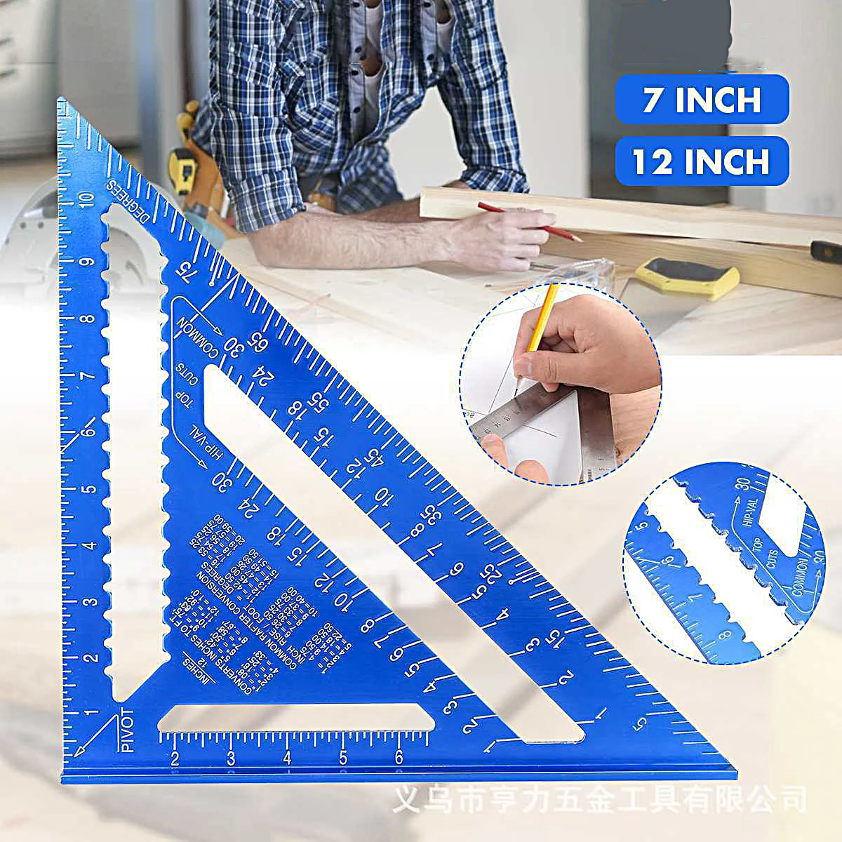 Miter Triangle Ruler Carpentry Square Ruler Woodworking Aluminum Alloy Triangle Gauges Measuring Tool