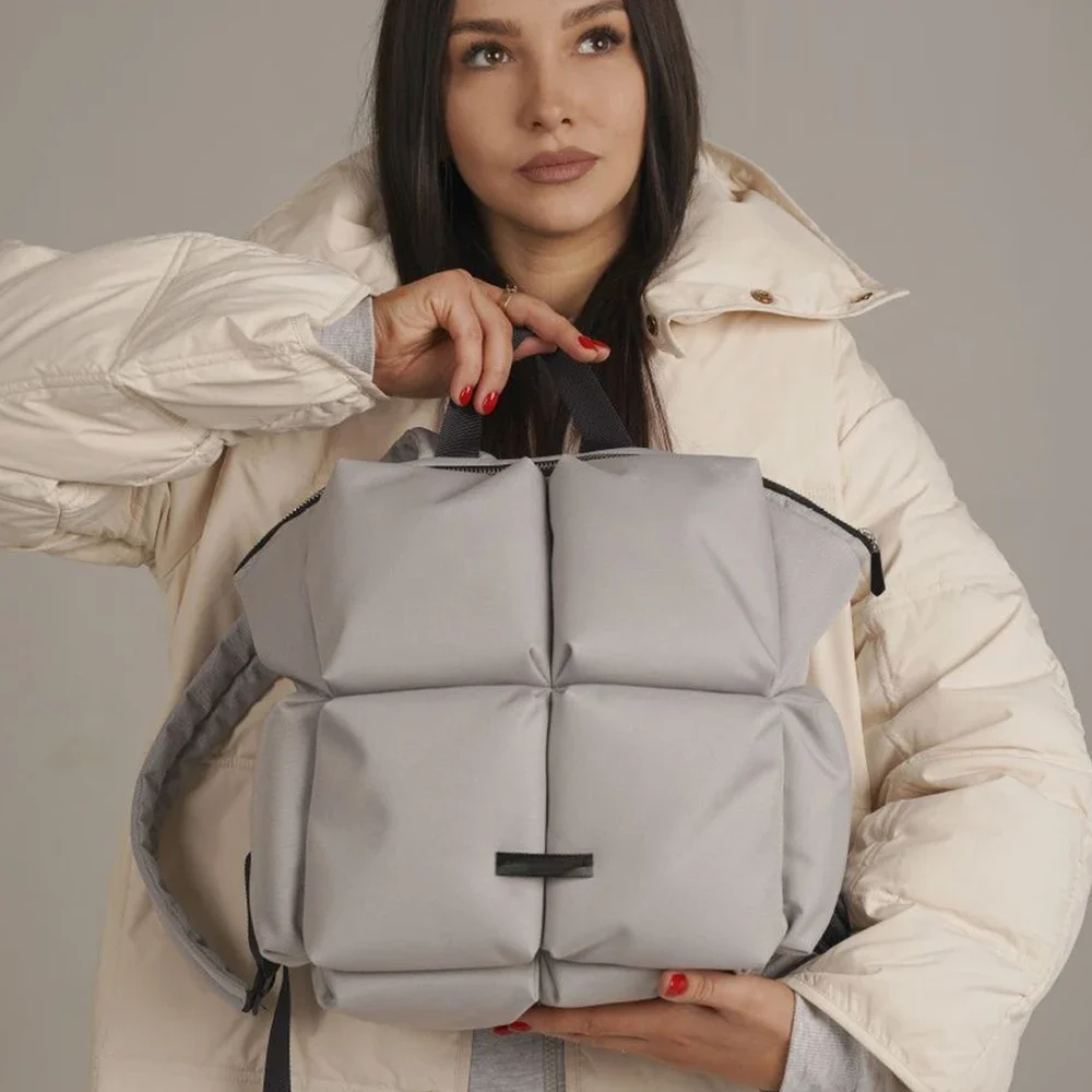 Zaino da donna stilista Borse a tracolla trapuntate invernali per donna Borse imbottite spaziale Borsa da viaggio grande unisex chic - immagine 3