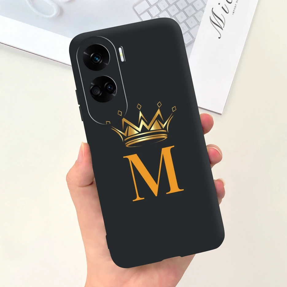 Cute Crown Letters Soft Silicone Phone Case Cover for Honor 90 Lite and Pro