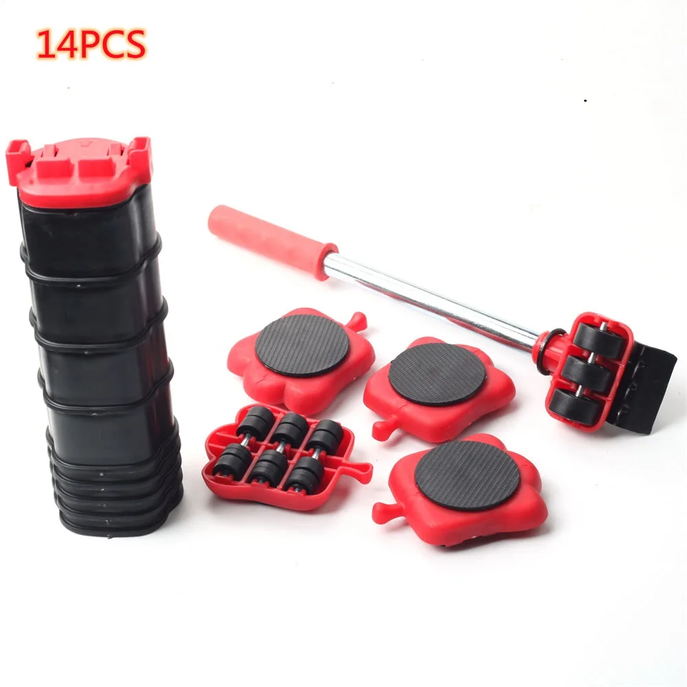 5pcs set furniture mover set furniture mover tool transport lifter heavy stuffs moving wheel roller bar hand tools 5/14PCS furniture mover set furniture mobile tool transport lifter heavy object moving wheel roller rod hand tool