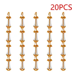 Fishbone Tent Stakes Pack: Windproof Aluminum Alloy Deck Anchor Pegs with Spring Buckle (20pcs - orangeOK)