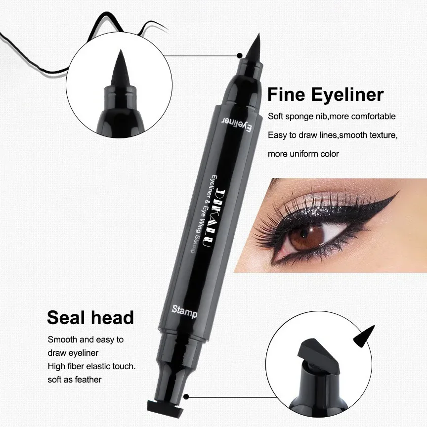 2 In1 Stamp Double-ended Fast Dry Eyeliner Waterproof Lasting Triangle Non-smudge Liquid EyeLiner Pencil Makeup korean cosmetics liquid eyeliner eyeliner pencil