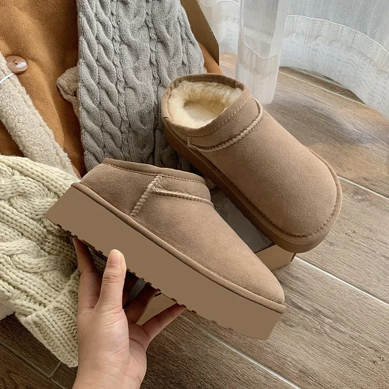 

Зимние теплые хлопковые туфли, Женская шерстяная обувь на толстой подошве, зимние уличные спортивные тапочки на плоской подошве для отдыха, новинка 2024New