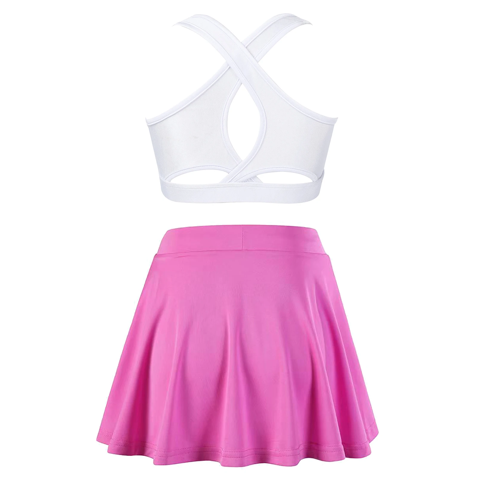 Kids Girls Sports Suits Tracksuits Child Two Pieces Sportswear Sleeveless Crop Top Pleated Skort Skirt for Tennis Workout Outfit with sports suit kids sports suit