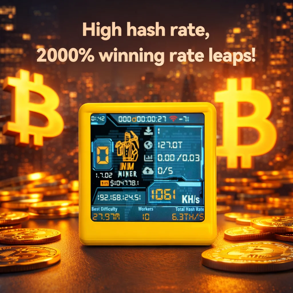 해시레이트 1060KH/s 스마트 TV ESP32 BTC 솔로 추첨 채굴기, 컴퓨터 애호가 선물, 가정용 무소음 데스크탑 시계, 저전력 소비