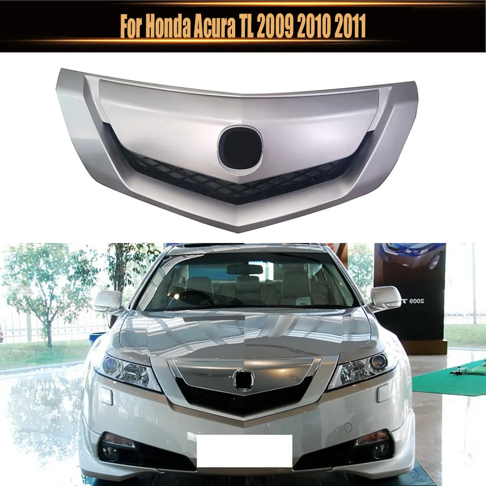 

Silver W/Satin Finished Molding Racing Grill Modified Radiator Grille Grills Bumper Mesh Mask For Honda Acura TL 2009 2010 2011