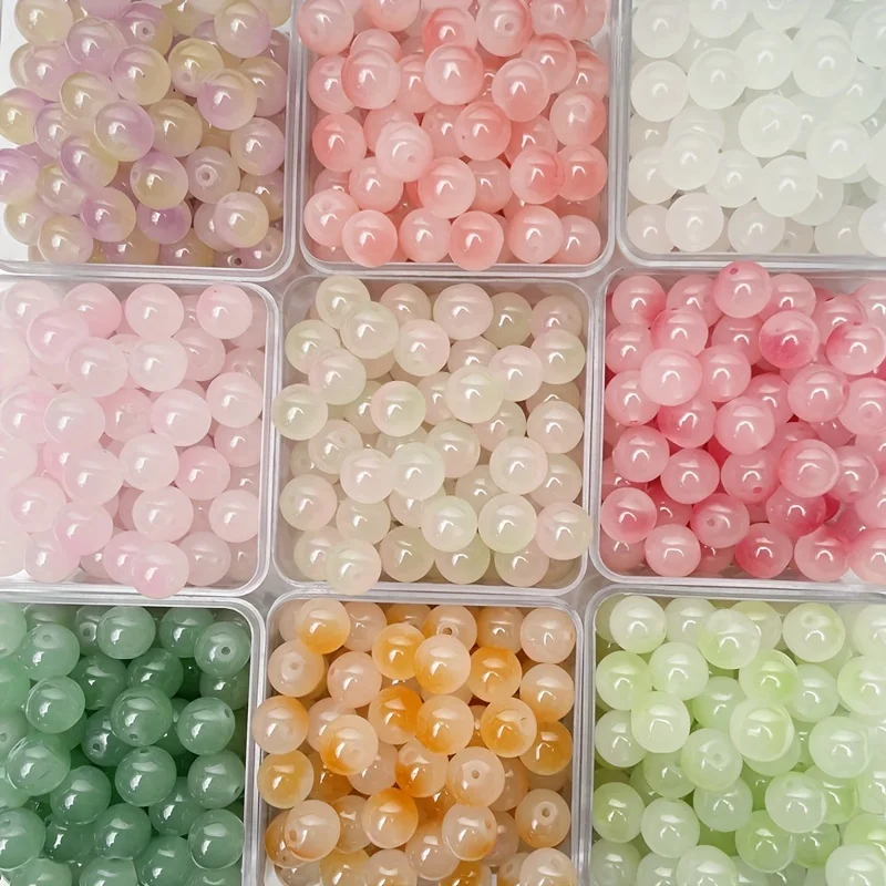 8mm Sweet Style Dual Color Glass Loose Beads For Handmade DIY Bracelet Necklace Jewelry Making Supplies Decorative Beads 50pcs