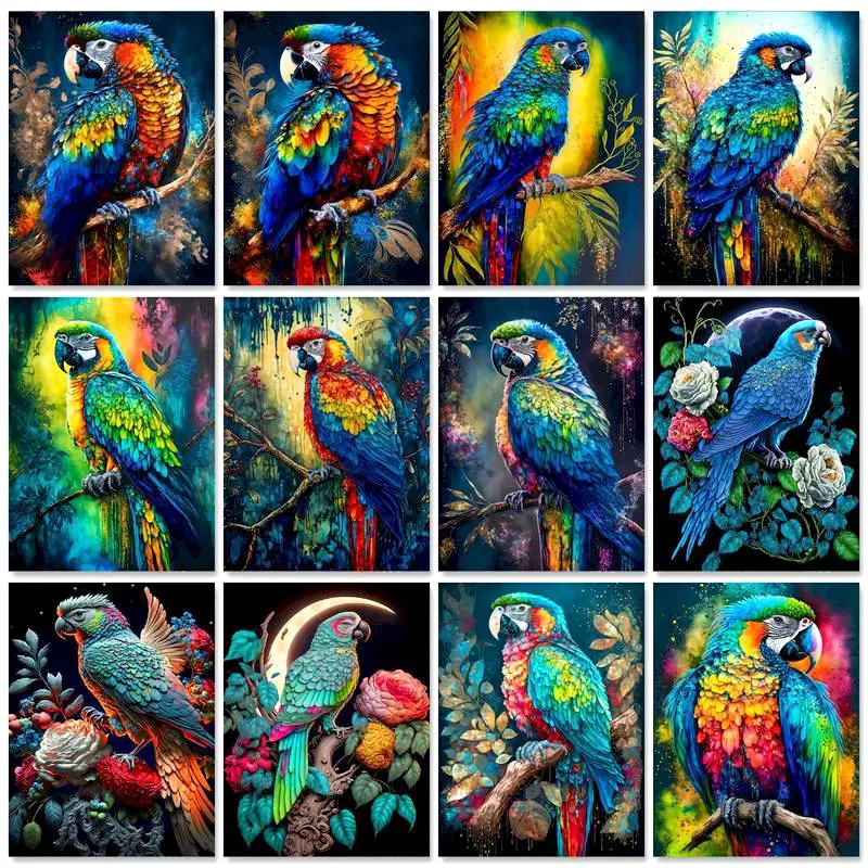 

RUOPOTY Painting By Numbers Colorful Parrot Animals Picture Coloring With Numbers For Adults Personalized Gift Kill Time Diy Gif