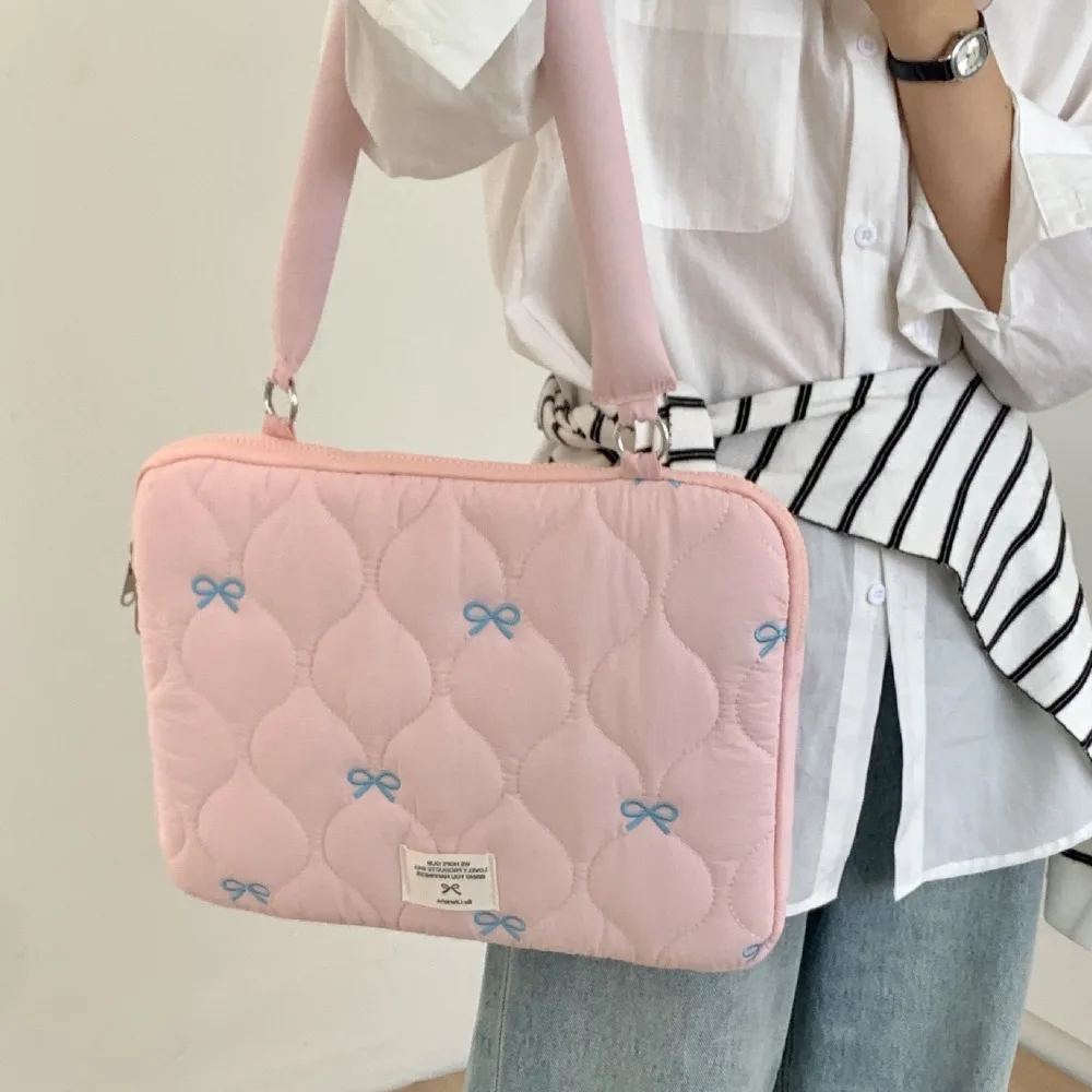 Versatile Shockproof Laptop Handbag with Large Capacity and Bowknot Design