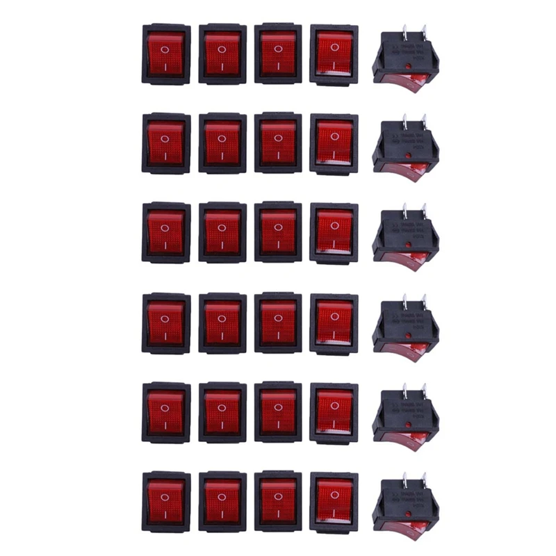 

30 X Red Illuminated Light On/Off DPST Boat Rocker Switch 16A/250V 20A/125V AC