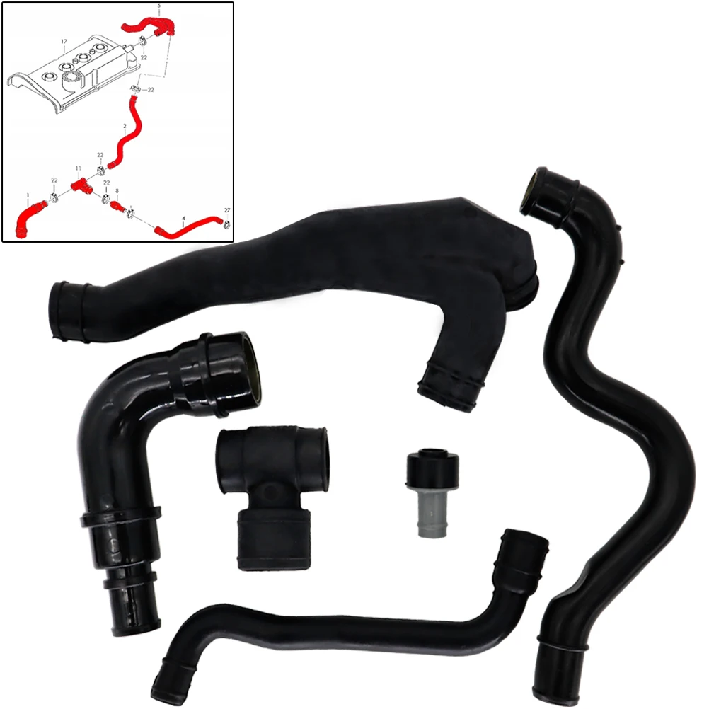 6 Pcs Car Crankcase Hose Pipe Kit For Audi A4 VW Bora OE# 06A103247 06A103221AH 06A103213AF 06A103213F 035103245G 06A103221AF