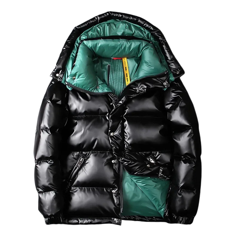 

Winter Coat 2023 New Fashion High Quality Men's Short Down Jacket Bright Color Hooded -30 Degree Warm Neck Coat Couple