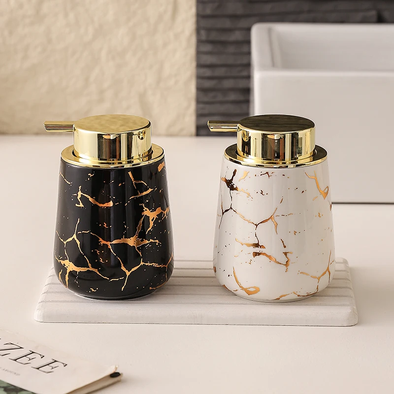 Marble Ceramic Emulsion Bottle Foam Hand Sanitizer Bottle Ceramic Shower Gel Household Bathroom Soap Dispensers 450ML