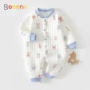 Baby Jumpsuit Clothes Winter Thickening 100% Cotton  Boys Girls Cute Printed Bear Romper Infant Onesie Spring Trend 1-3-6-9-12M 1