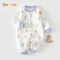 Baby Jumpsuit Clothes Winter Thickening 100% Cotton  Boys Girls Cute Printed Bear Romper Infant Onesie Spring Trend 1-3-6-9-12M 1