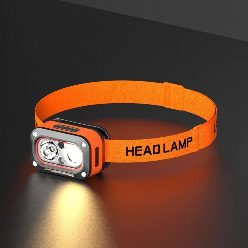 Three-source LED Sensor Headlamp, Multi-functional Outdoor Night Fishing and Running Type-C Rechargeable Small Headlamp