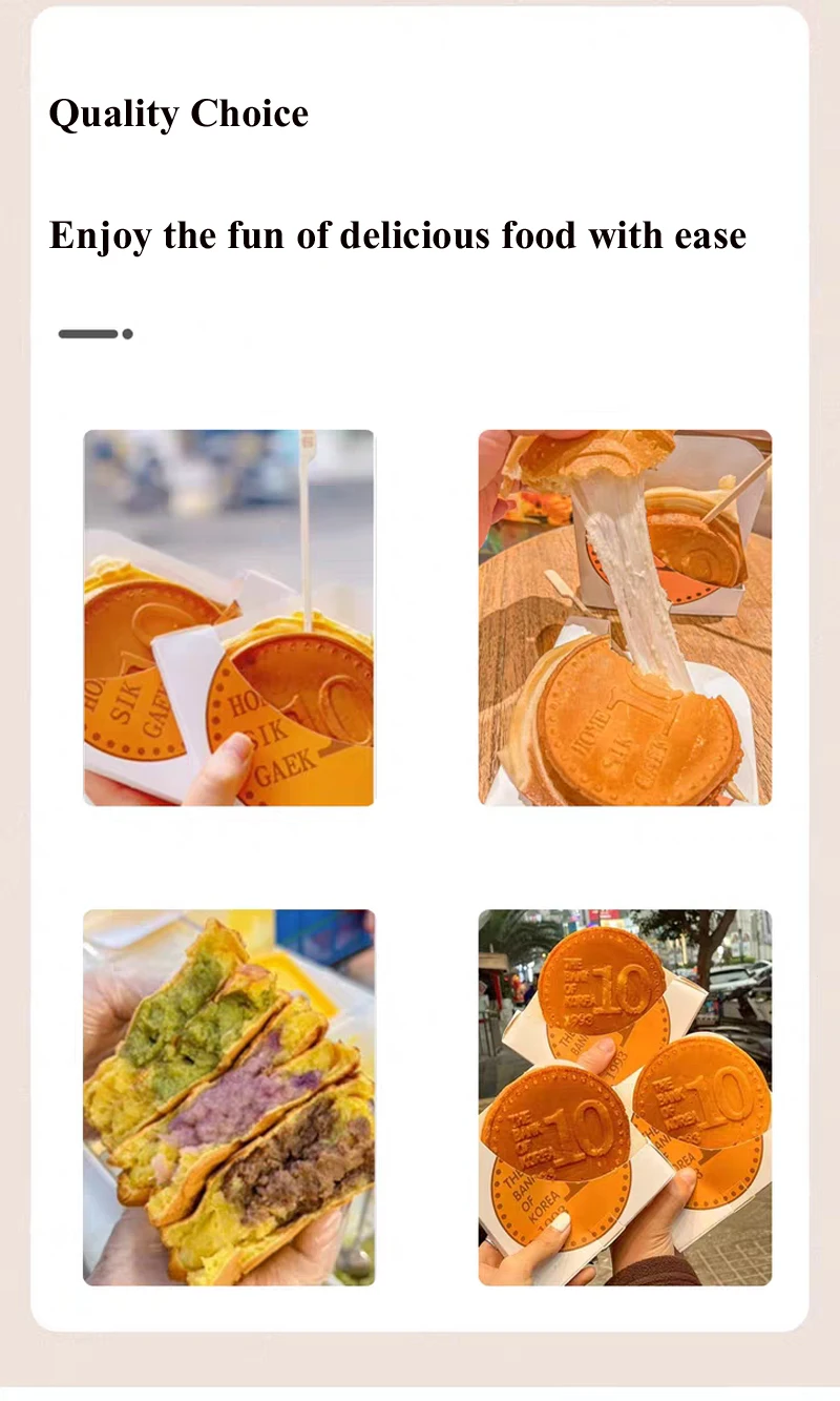 Description Picture 5 of itemCommercial 4 Hole Gold Coin Bread Machine Round Korean Gold waffle maker Coin Shape Biscuits Waffle Pie Baking Machine