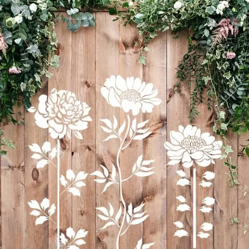 Reusable Garden Fence Flower Stencils 1