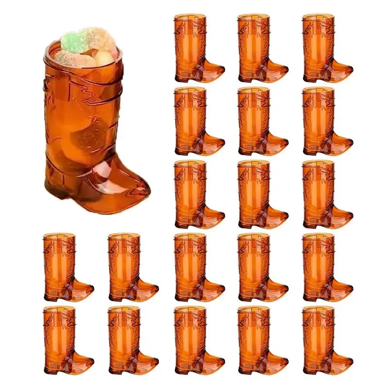

25Pcs Mini Cowboy Boot Shot Glasses Plastic Drinking Cups Mini Boots Clear Beer Cup Cowboy Cowgirl BBQ Bachelorette Party Supply