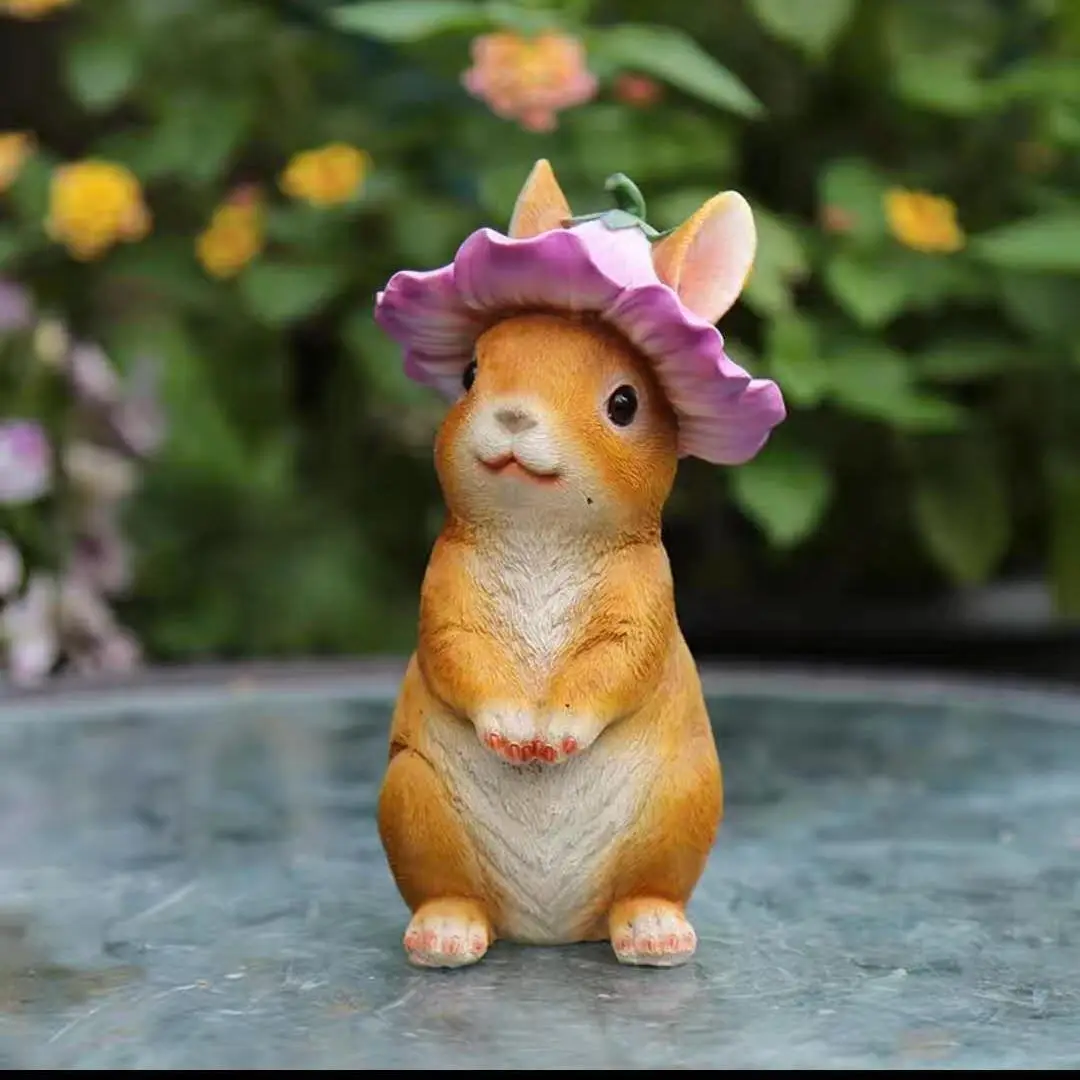 

Резная статуя кролика, имитация мультяшного кролика из смолы, украшения, креативный садовый двор, домашний декор, подарок