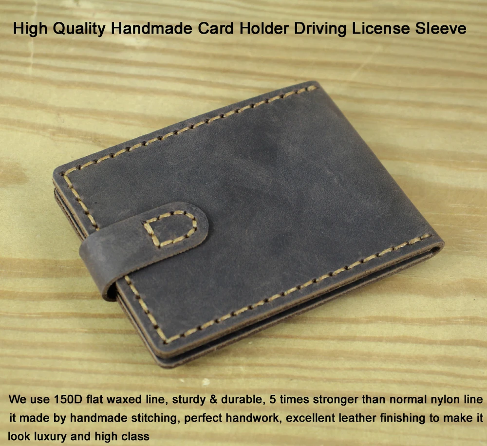 Luxury Handmade Genuine Leather Card Holder Driving License Cover Badge Sleeve Name Card Driver Case Photo Credit Card ID Holder 4